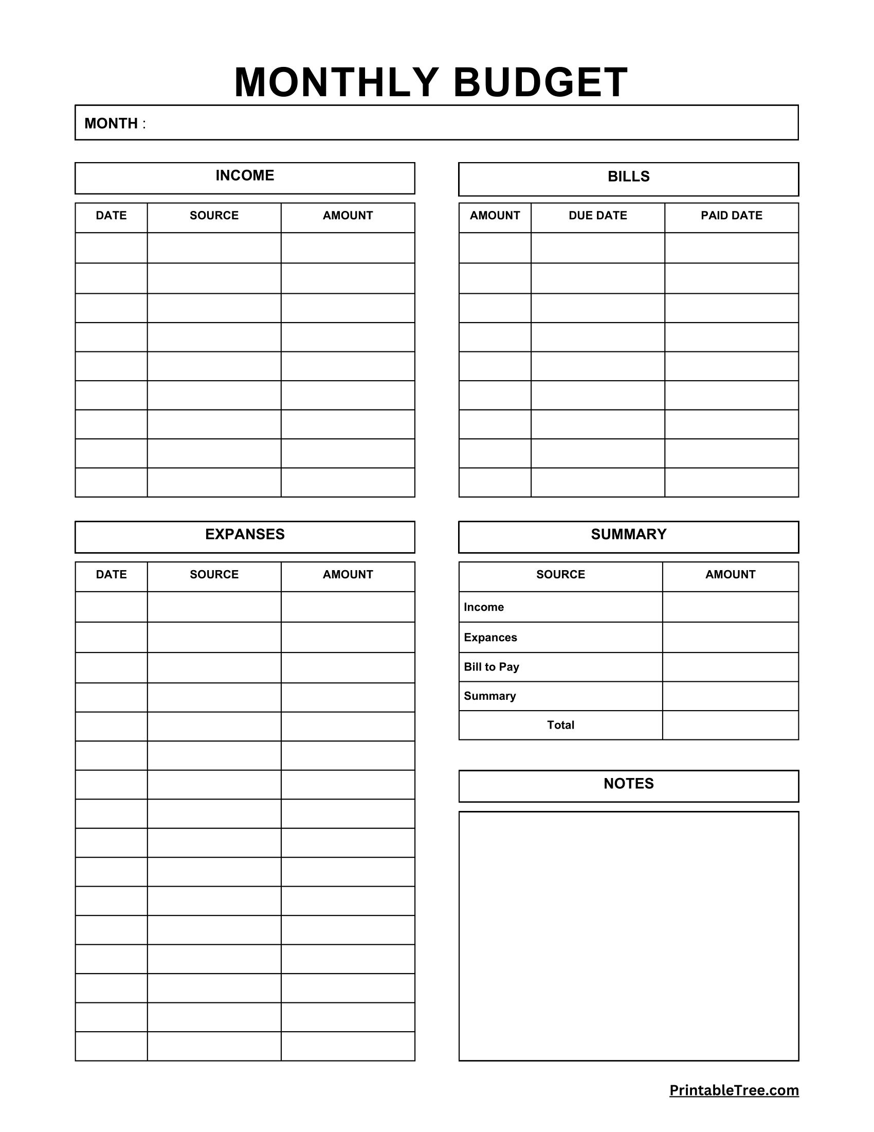 Free Download Printable Monthly Budget Planner PDF Templates Worksheets Library