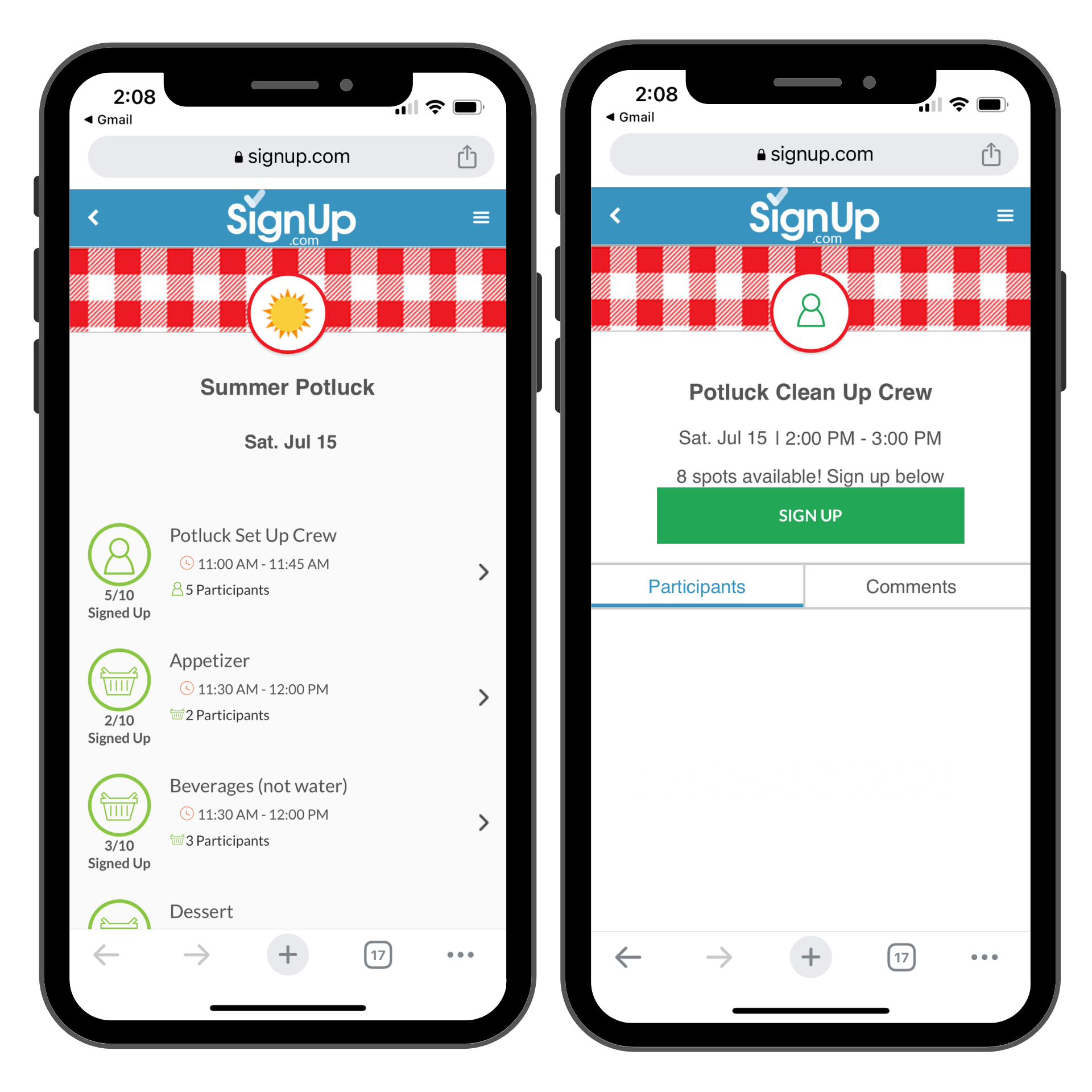 Free Easy Potluck Sign Up Sheets With Reminder Emails SignUp