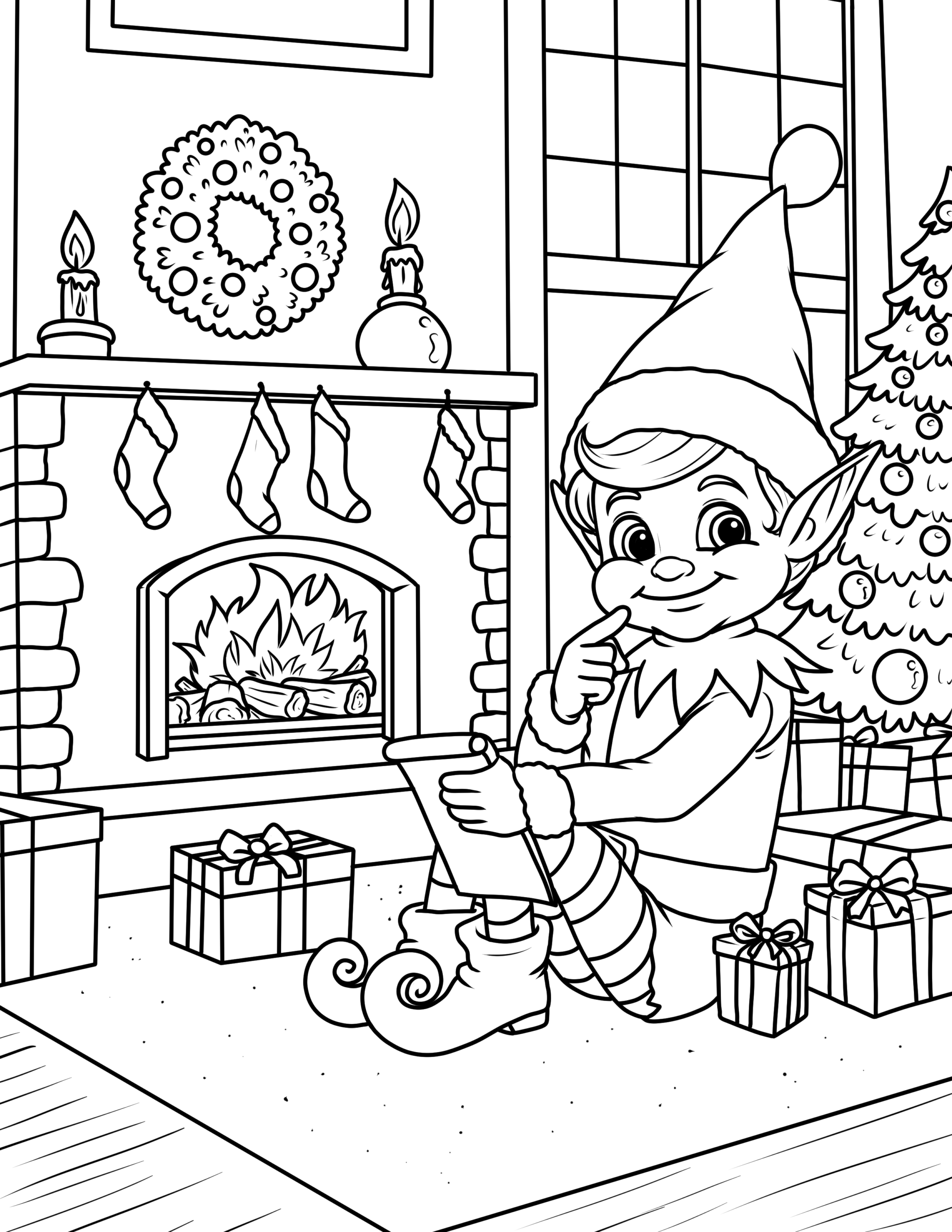 elf pictures to color