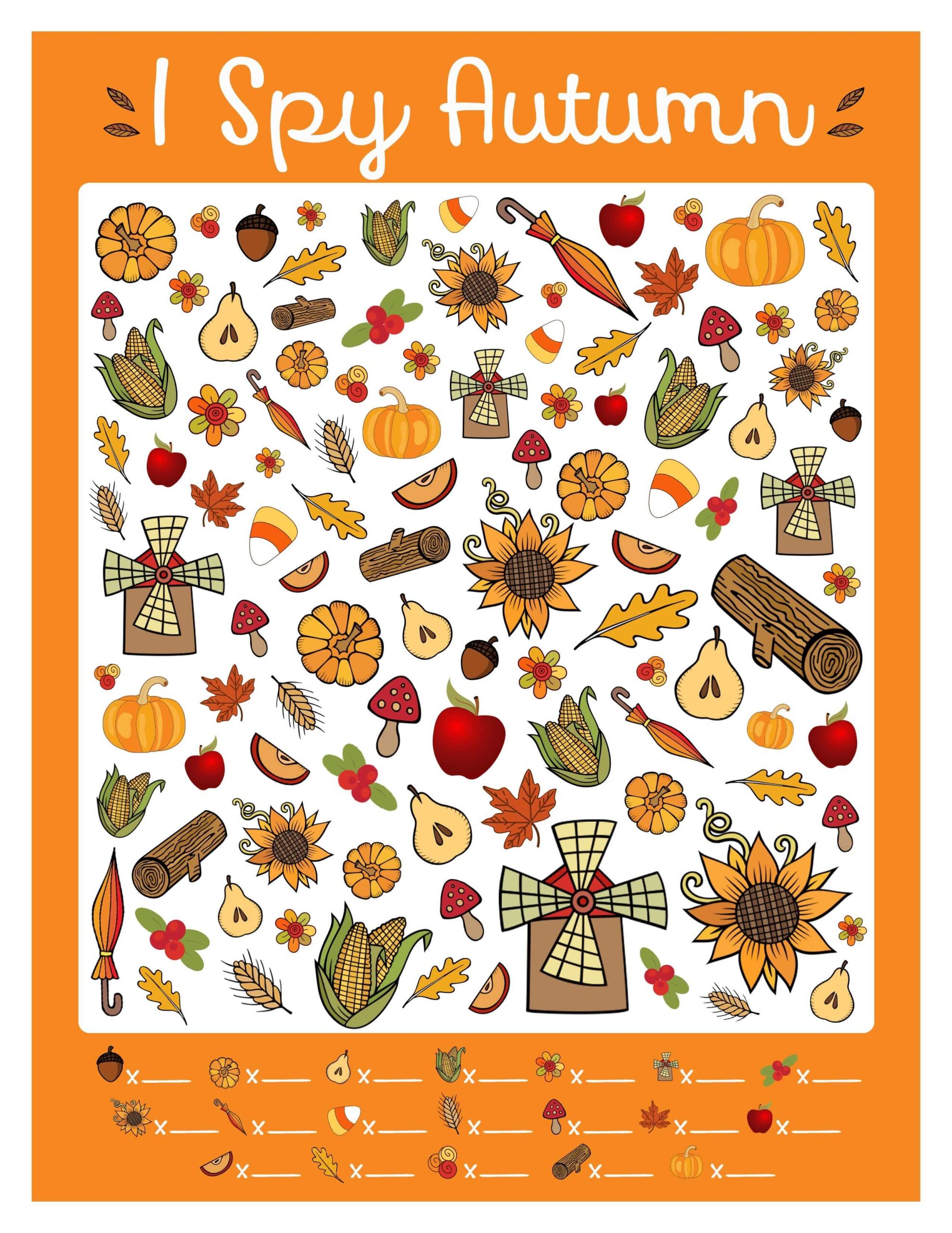 Free I Spy Autumn Printable Game Www TeepeeGirl