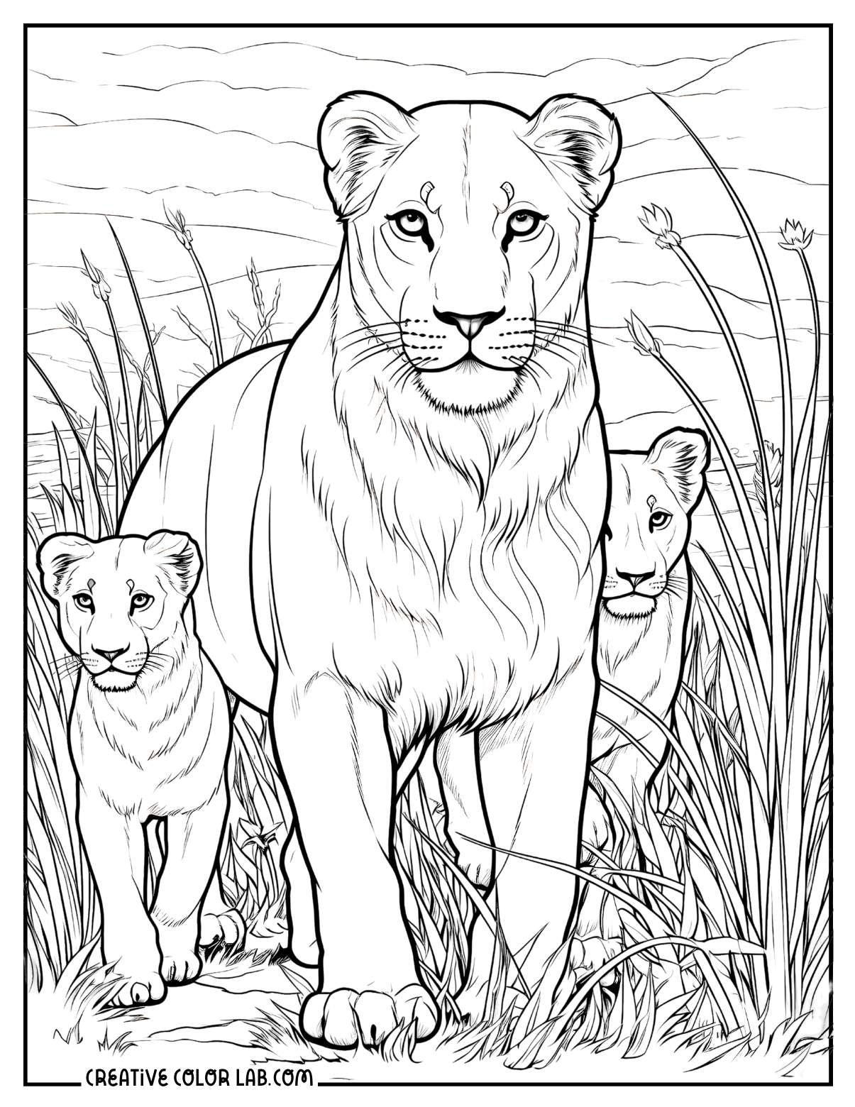 coloring sheets of lions