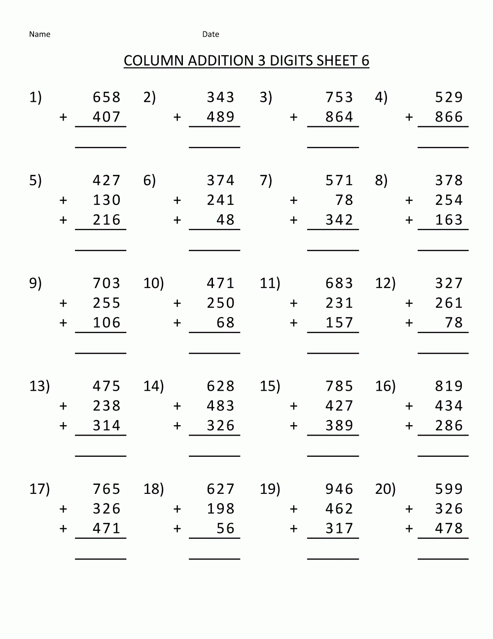 free printable math worksheets