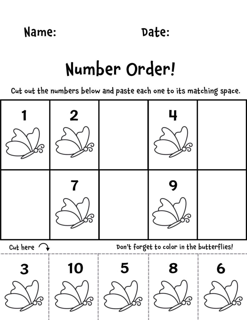 Free Number Order Counting Worksheets For Preschool The Hollydog Blog