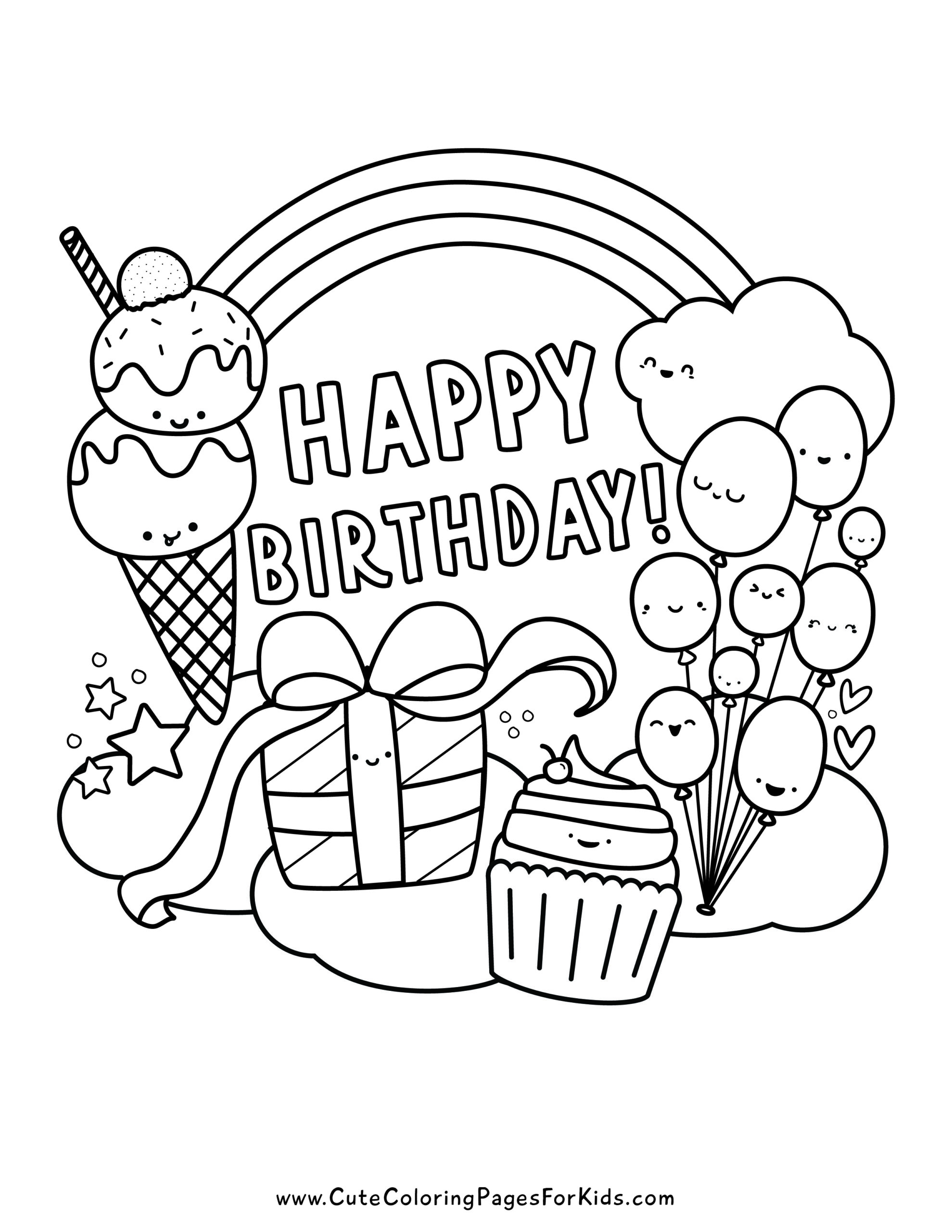 happy birthday printable coloring pages
