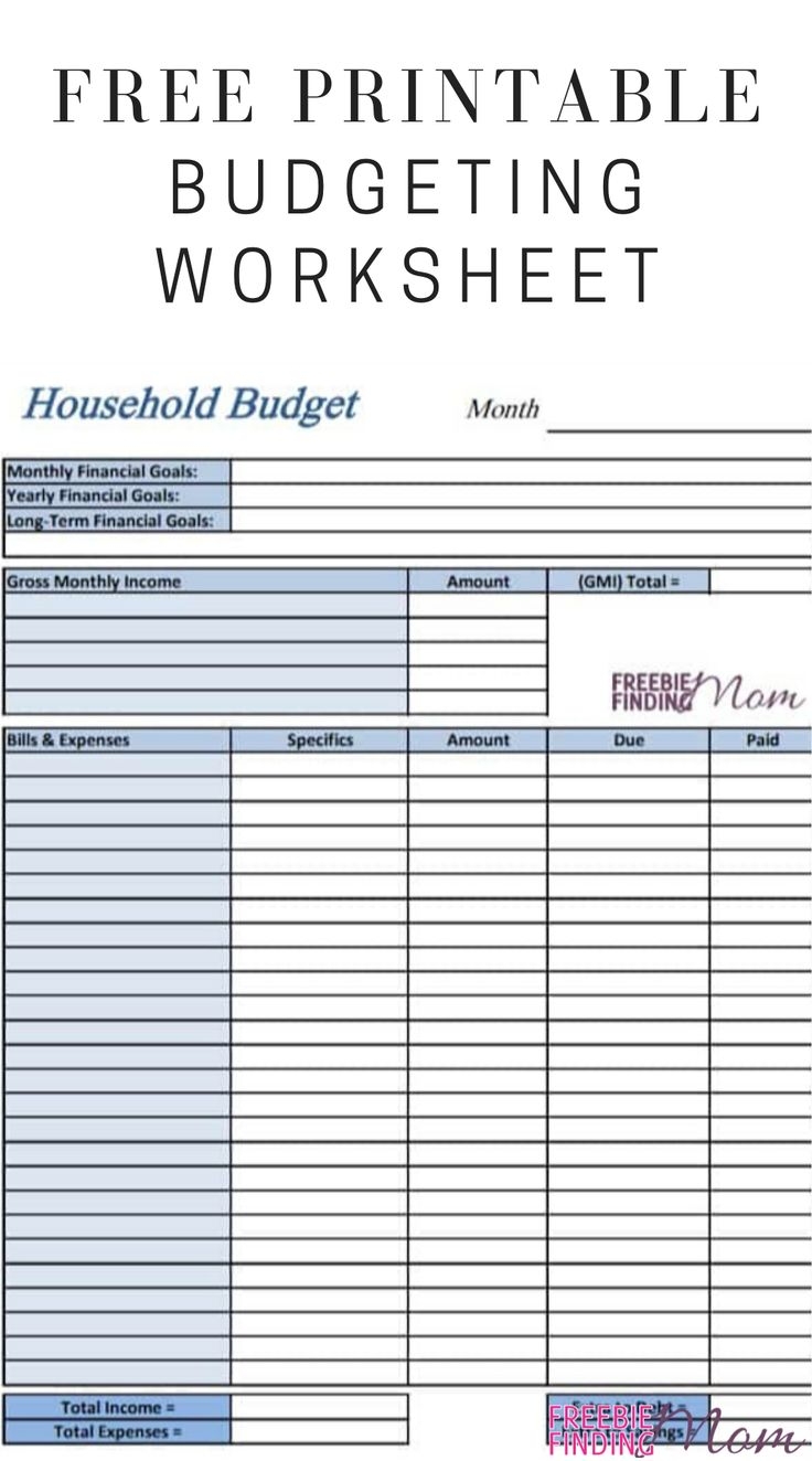 budget worksheets printable
