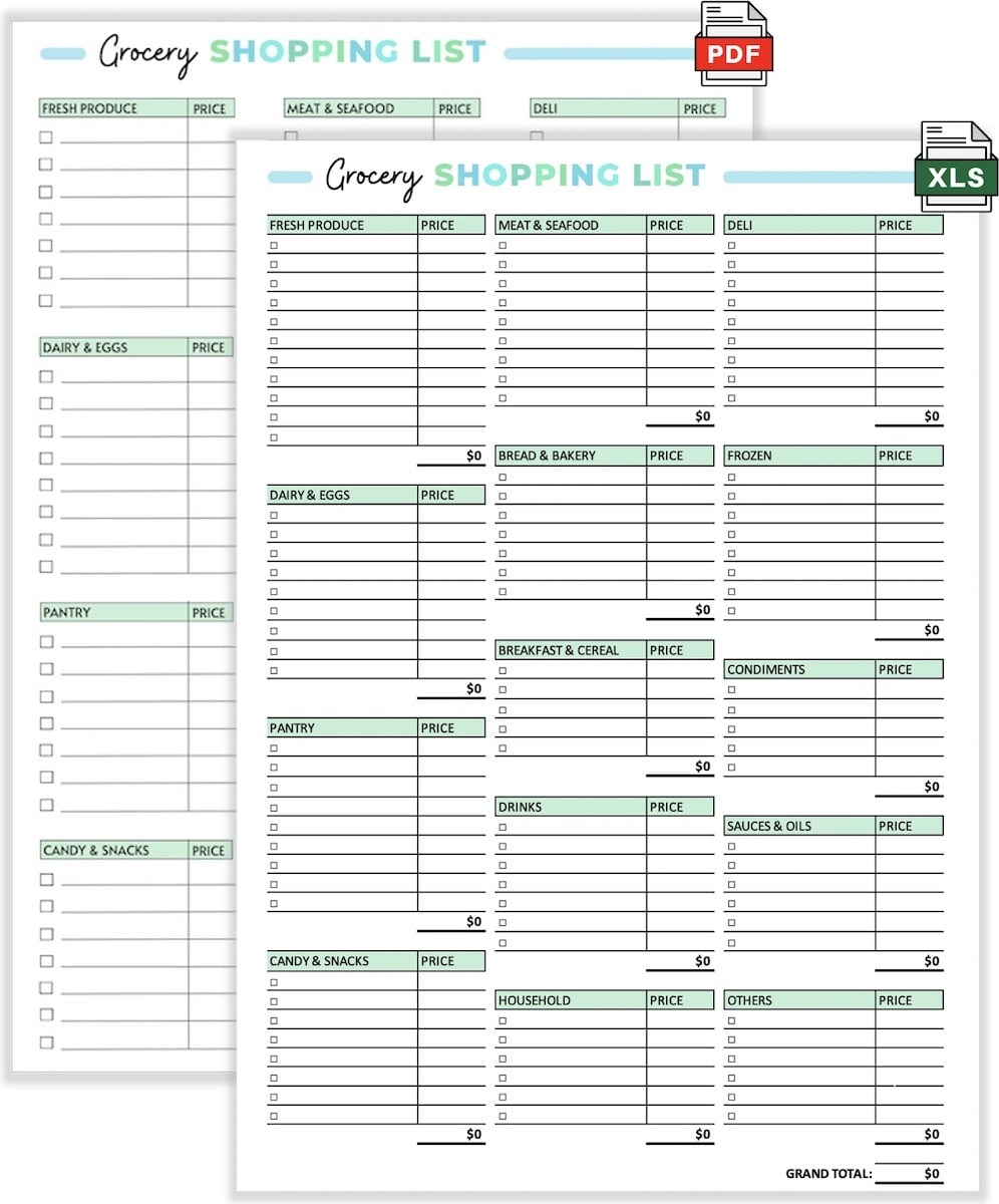 free printable grocery list