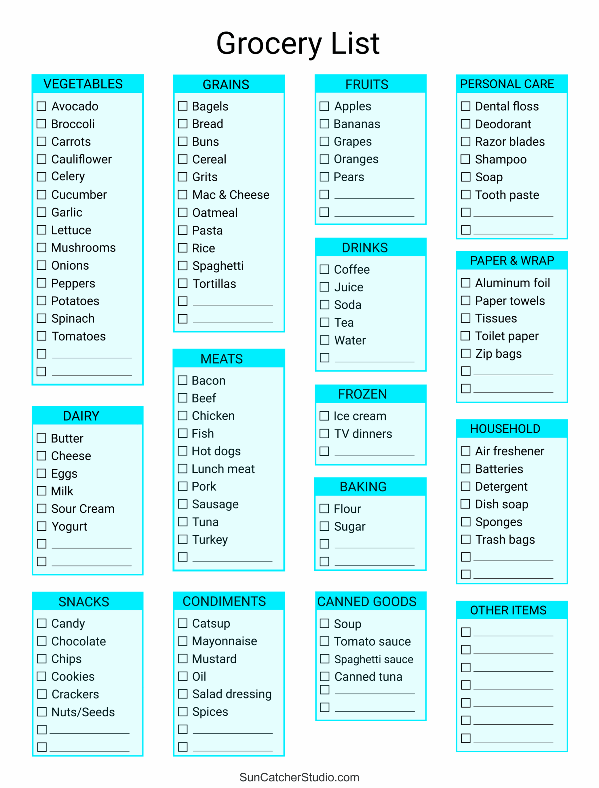 Free Printable Grocery List Templates PDF Shopping Lists Free Printables Monograms Design Tools Patterns DIY Projects