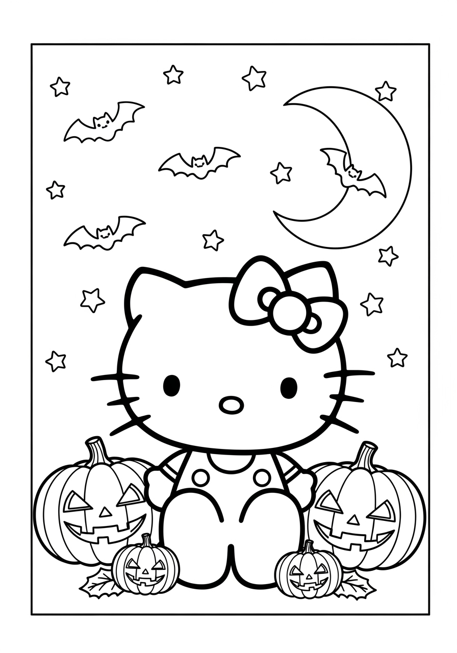 Free Printable Hello Kitty Halloween Coloring Pages