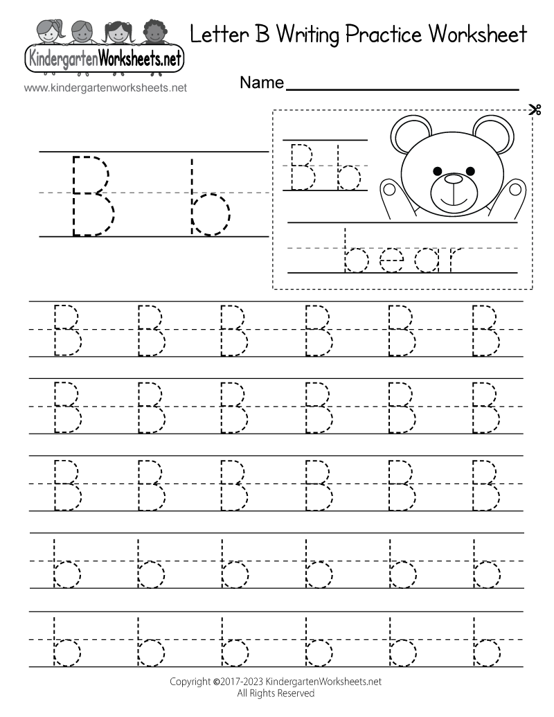 Free Printable Letter B Writing Practice Worksheet