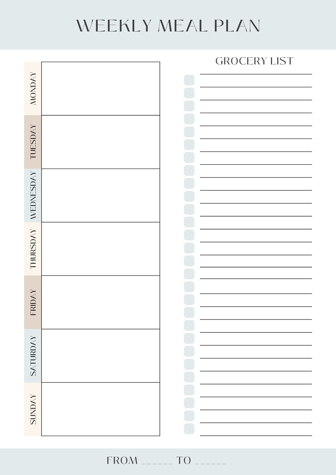 weekly meal planner printable