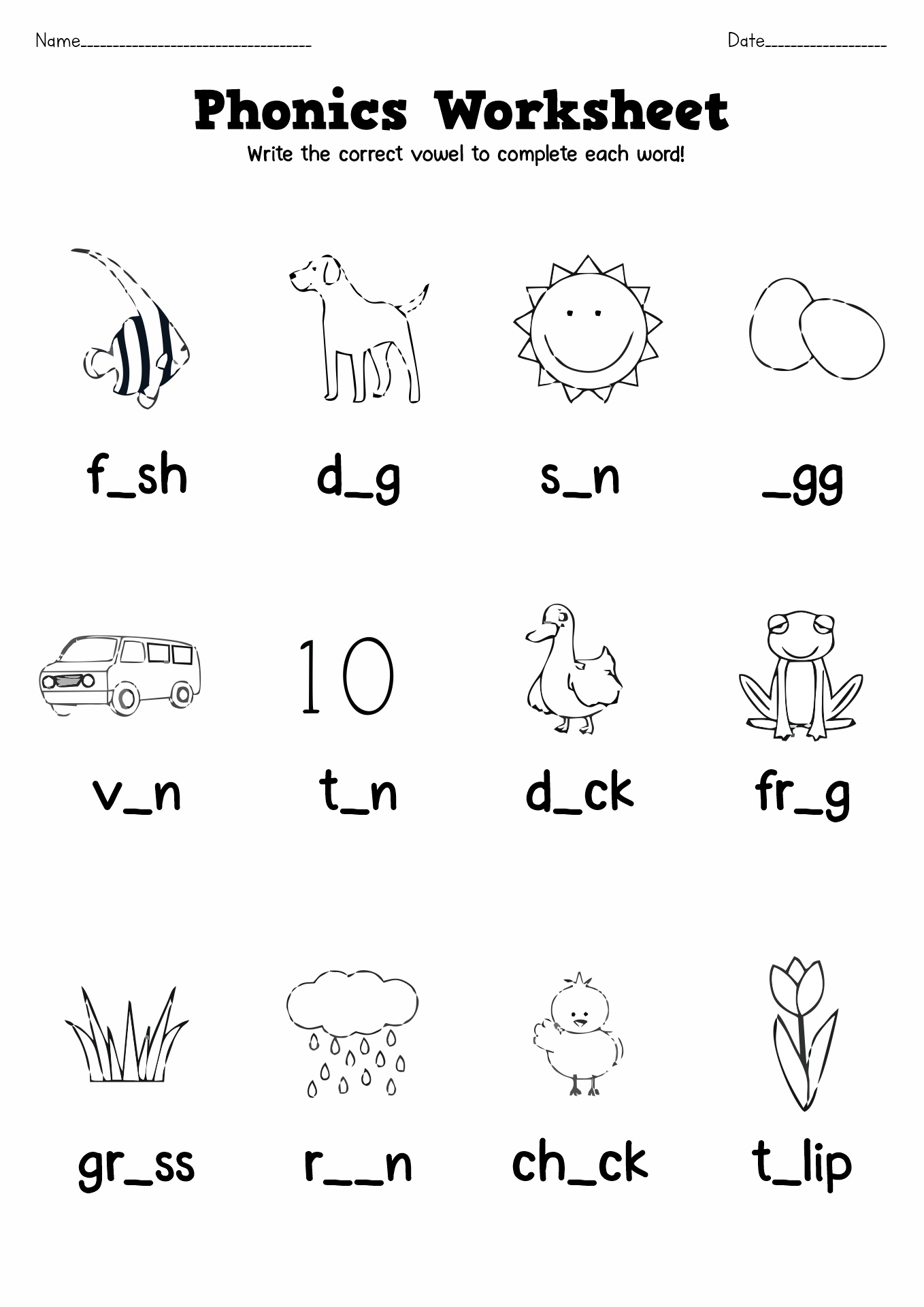 free printable phonics worksheets