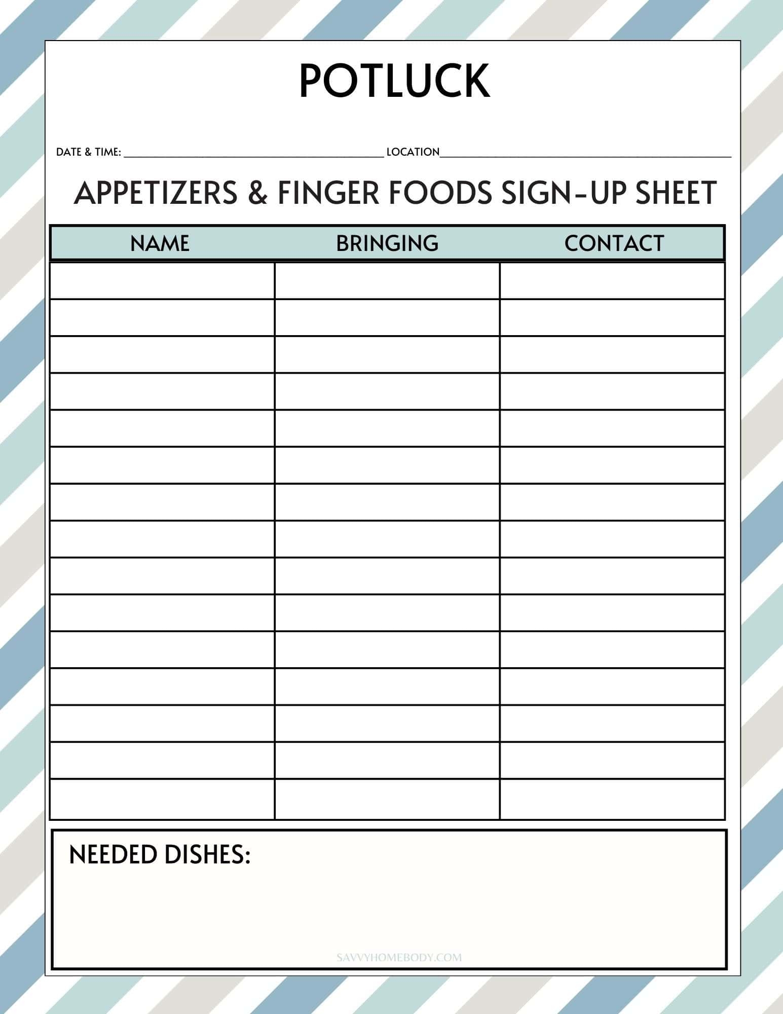 free sign up sheet