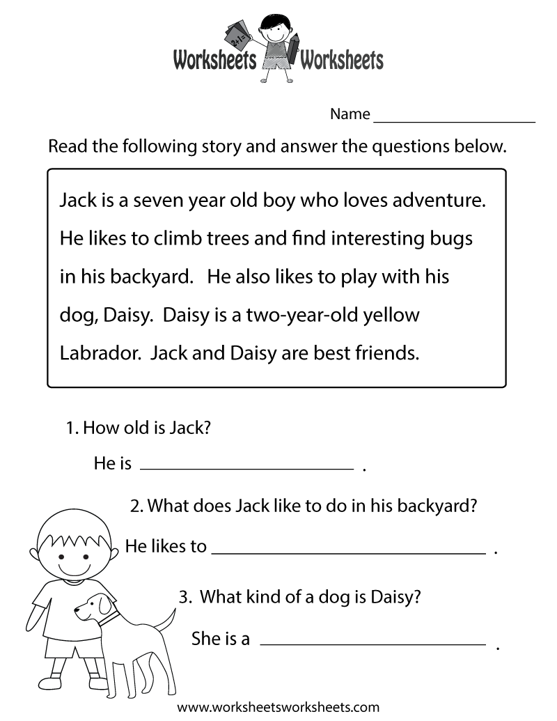 free printable reading worksheets