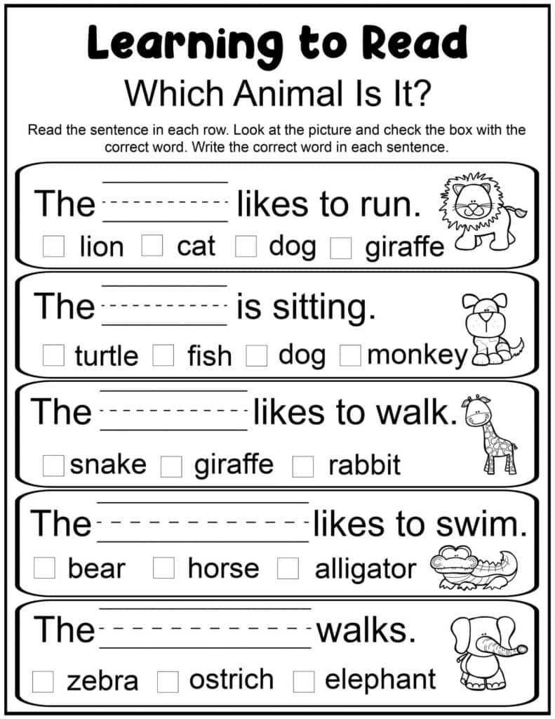 Free Printable Reading Worksheets For Kindergarten And 1st Grade