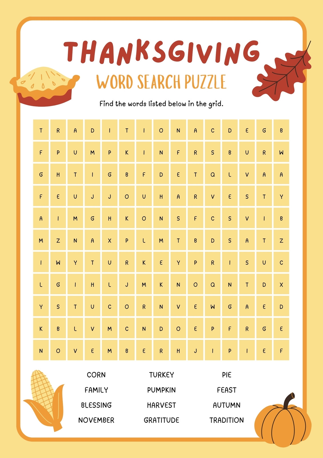 Free Printable Thanksgiving Worksheet Templates Canva