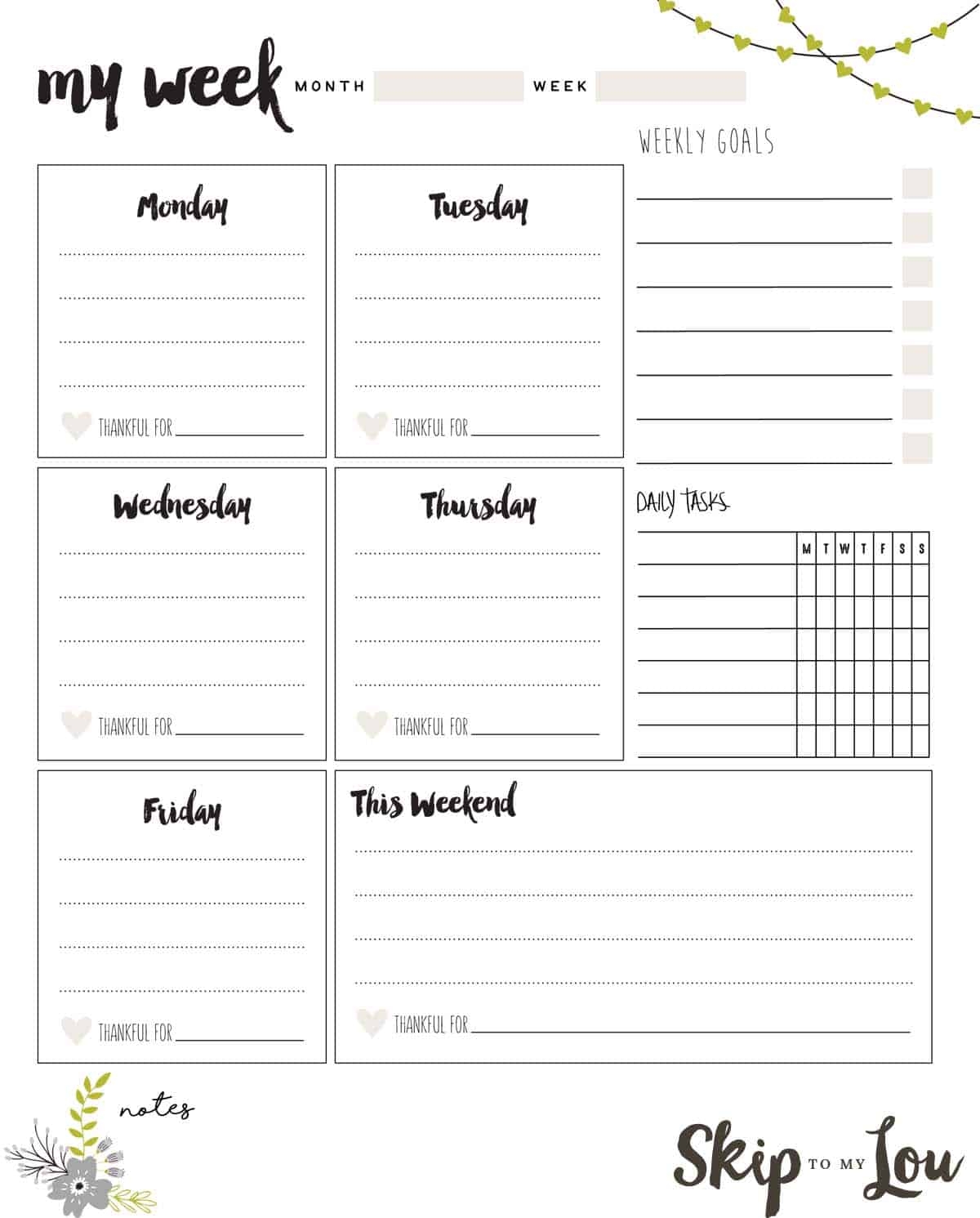 free weekly planner template