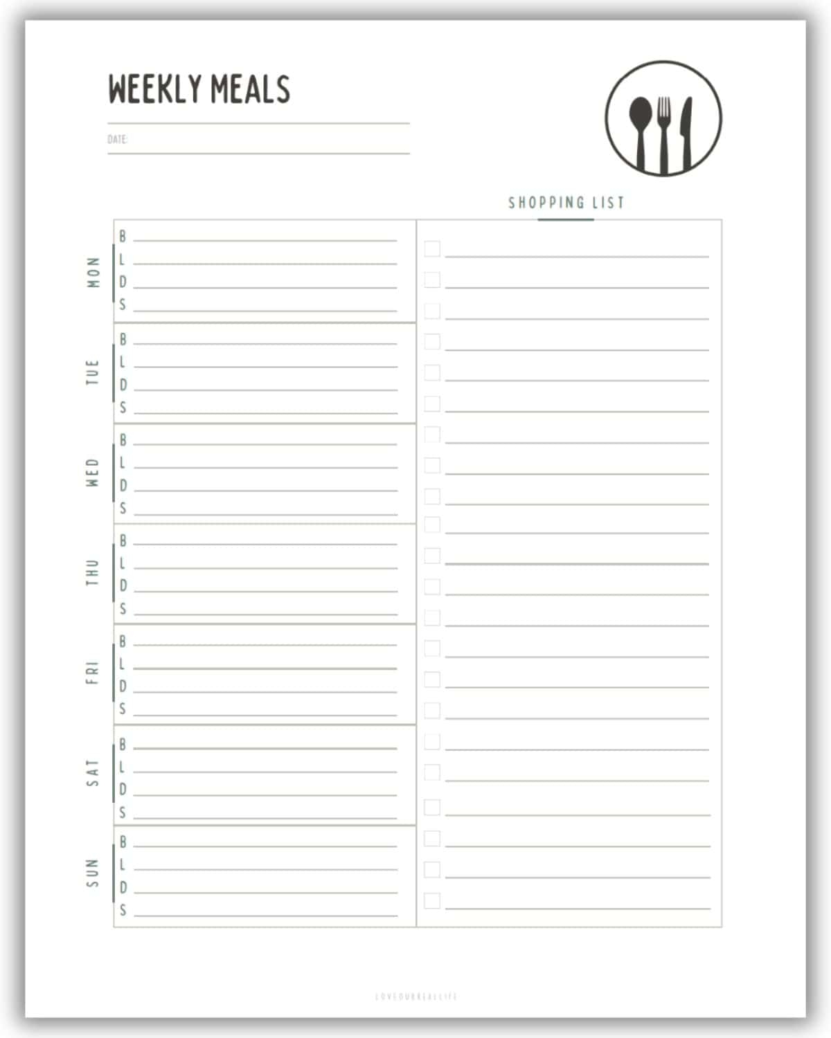 FREE Weekly Meal Planner Printable Templates PDF Menu Plan Love Our Real Life