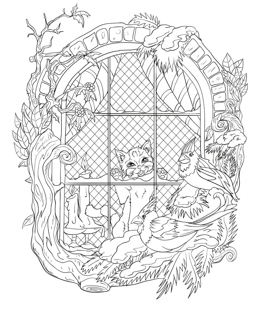 Freebie Friday Winter Cat Adult Coloring Book TY Page Freebie Friday Winter Cat Adult Coloring Book TY Page