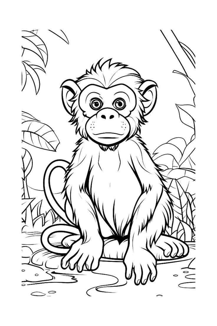 coloring sheet of monkey