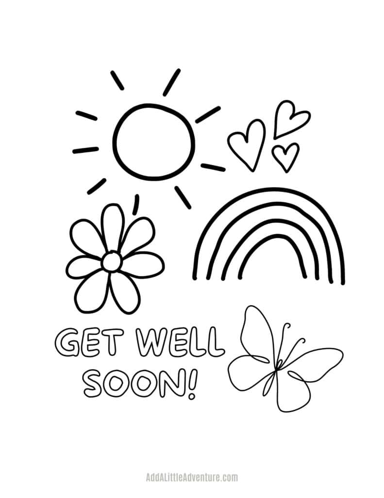 get well card coloring page get well card coloring page