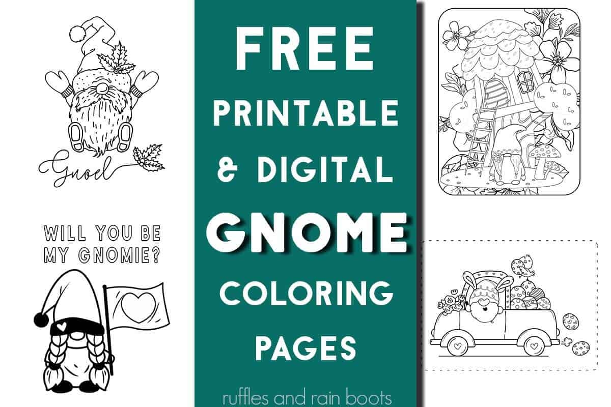 Gnome Coloring Pages Both Printable And Digital Ruffles And Rain Boots