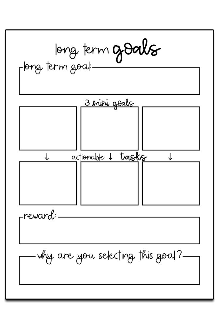 goal setting worksheet printable