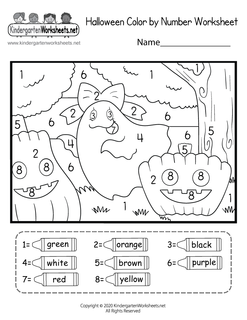 color by number worksheets for kindergarten