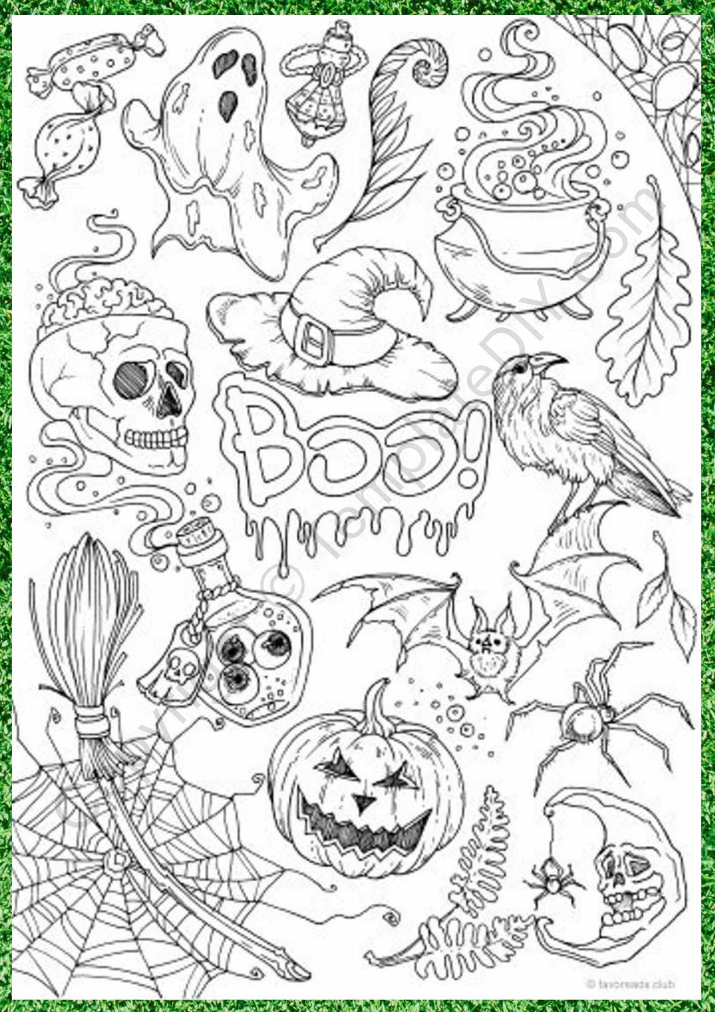 Halloween Coloring Pages For Adults Printable Template PDF