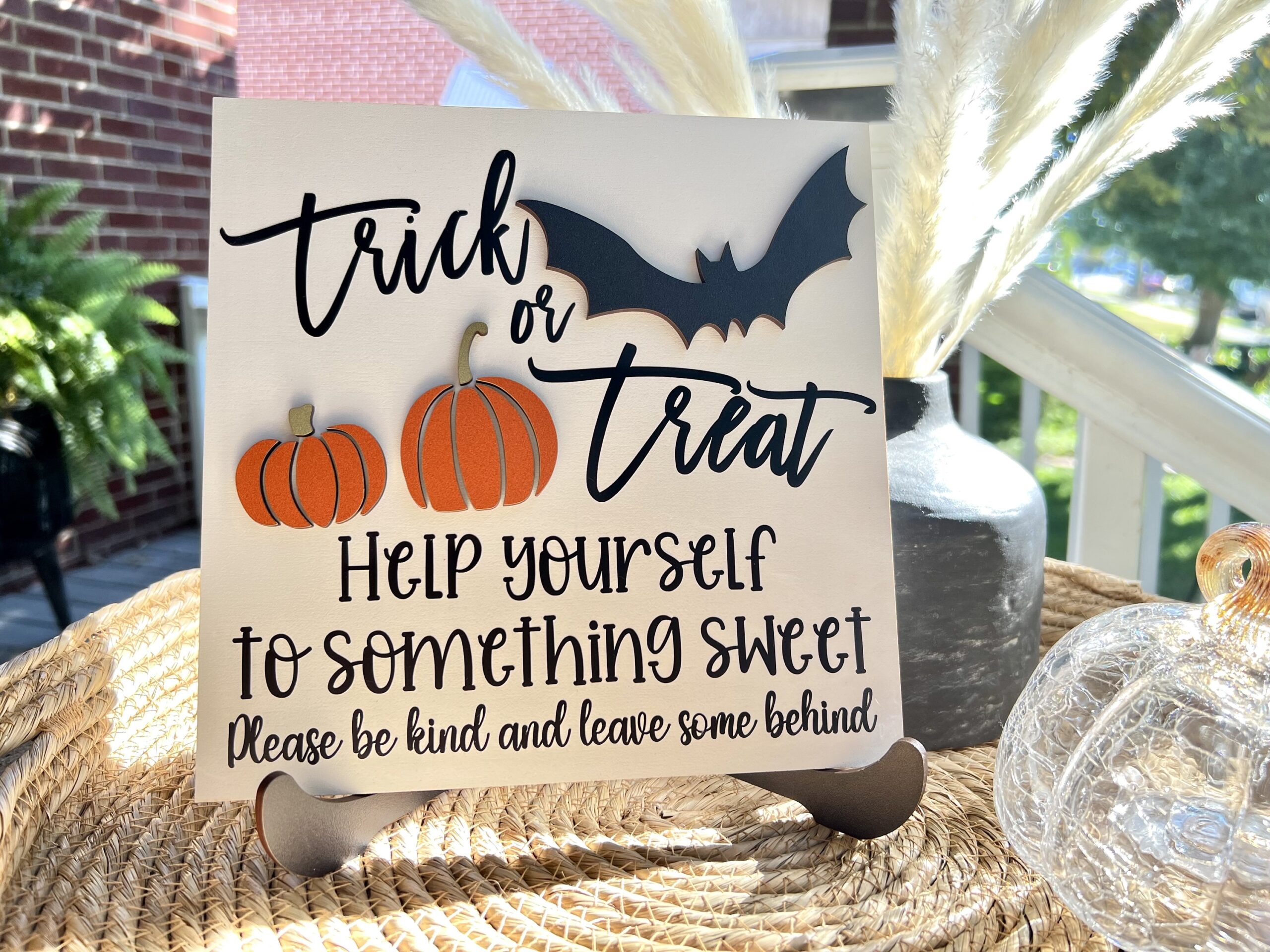 Halloween Trick or Treat Candy Sign Away From Home Halloween Candy Sign Bat Pumpkin Help Yourself To Something Sweet Etsy de