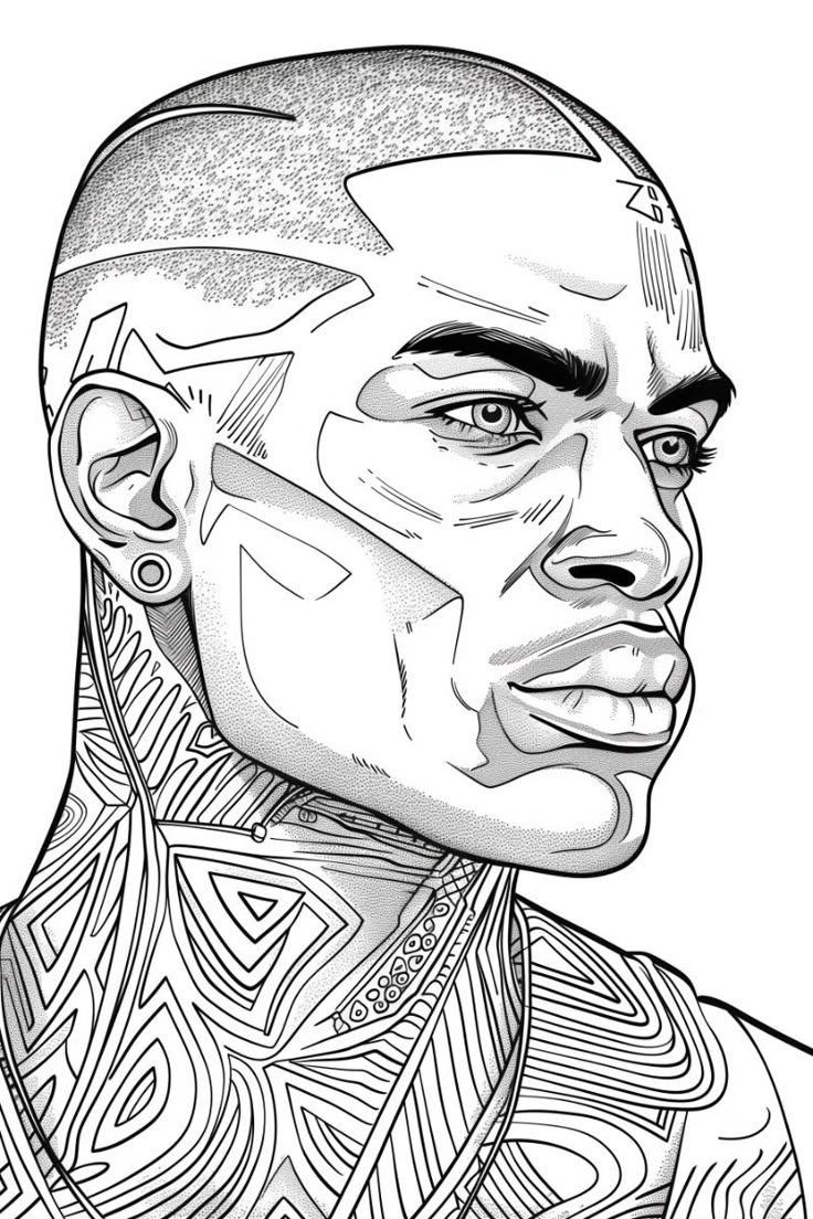Handsome African Young Man Coloring Page For Adults Free Printable 