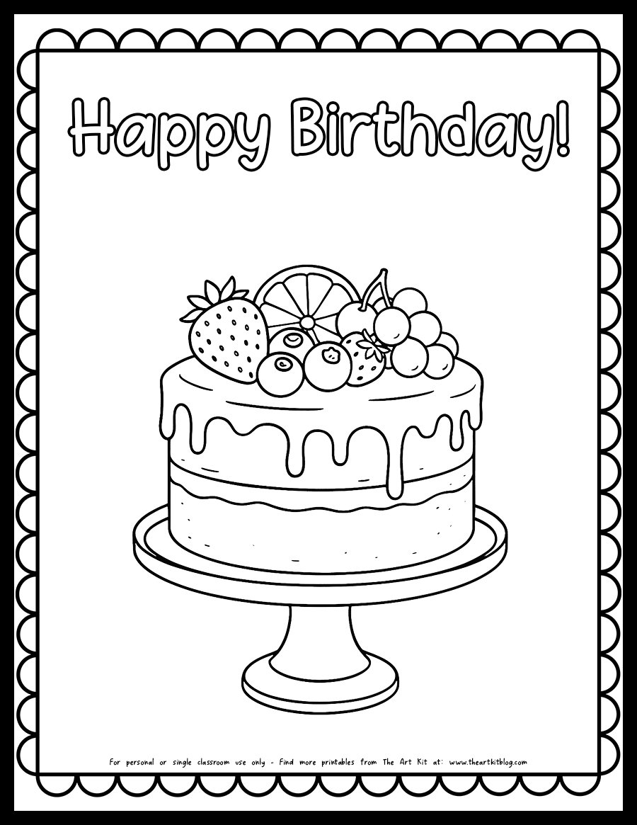 birthday cake coloring pages