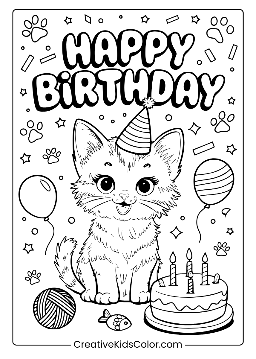 happy birthday coloring pages