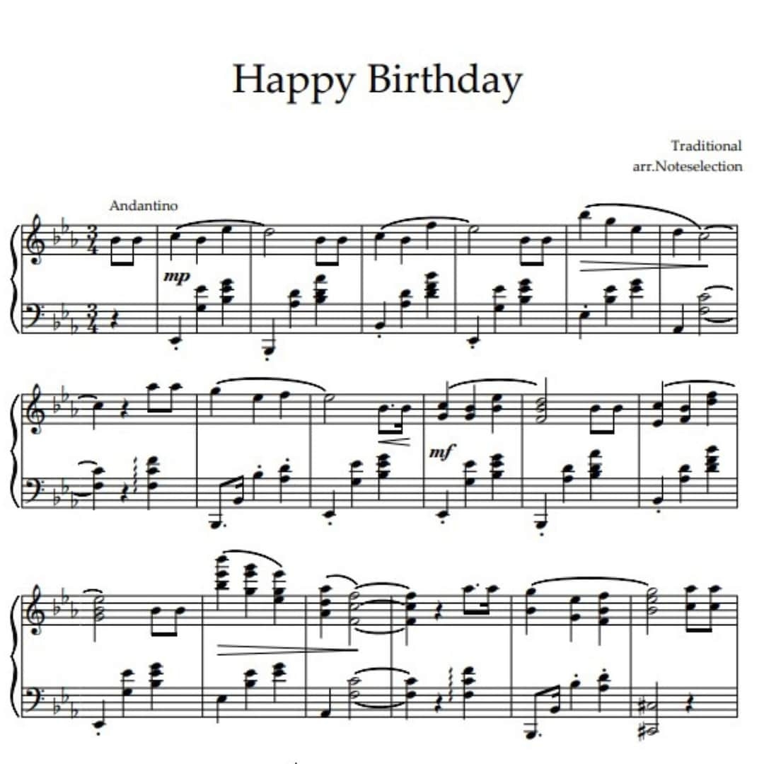 Happy Birthday Klaviersolo Noten PDF Etsy de
