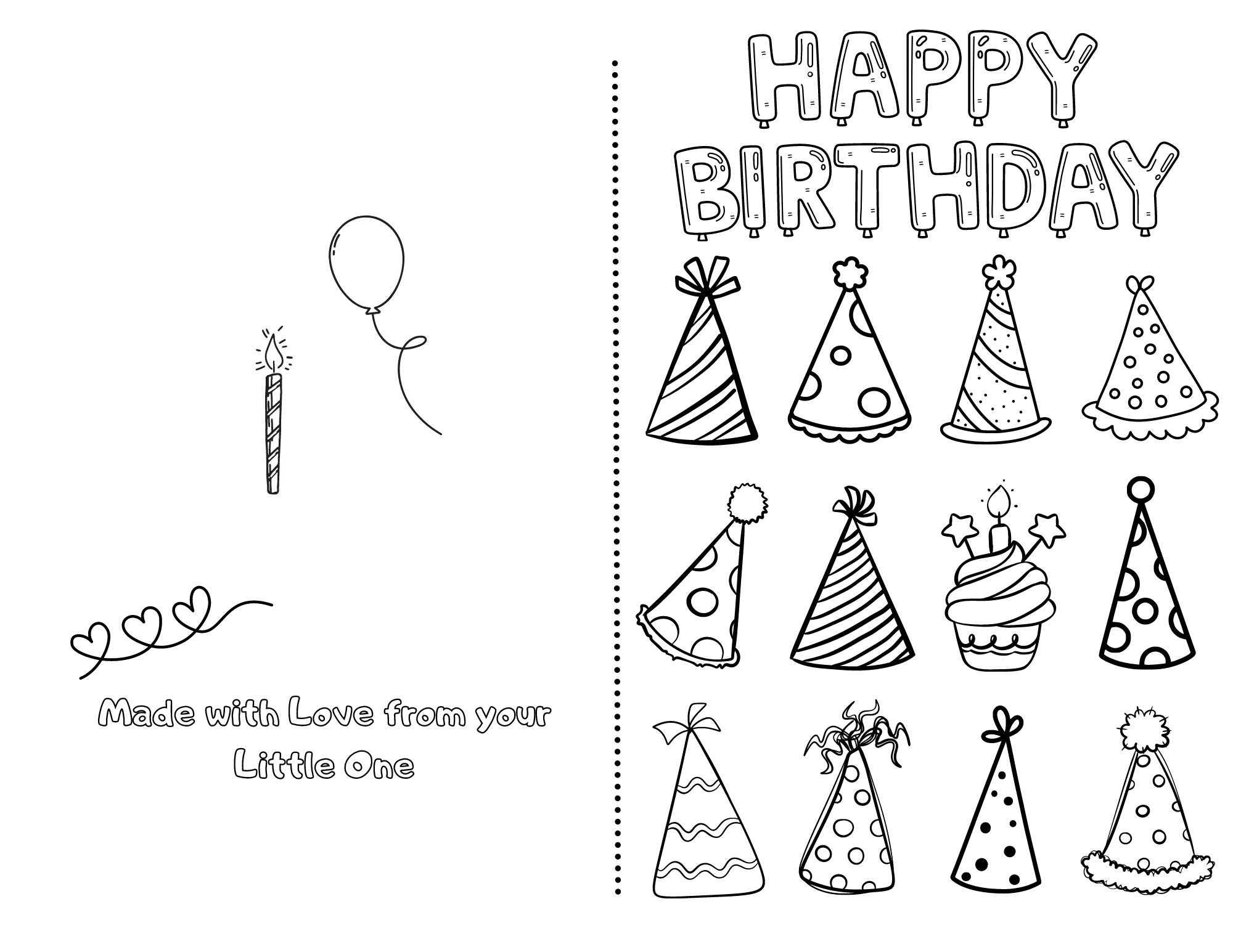 Happy Birthday Printable Foldable Kid Birthday Card To Color For Anyone Etsy UK