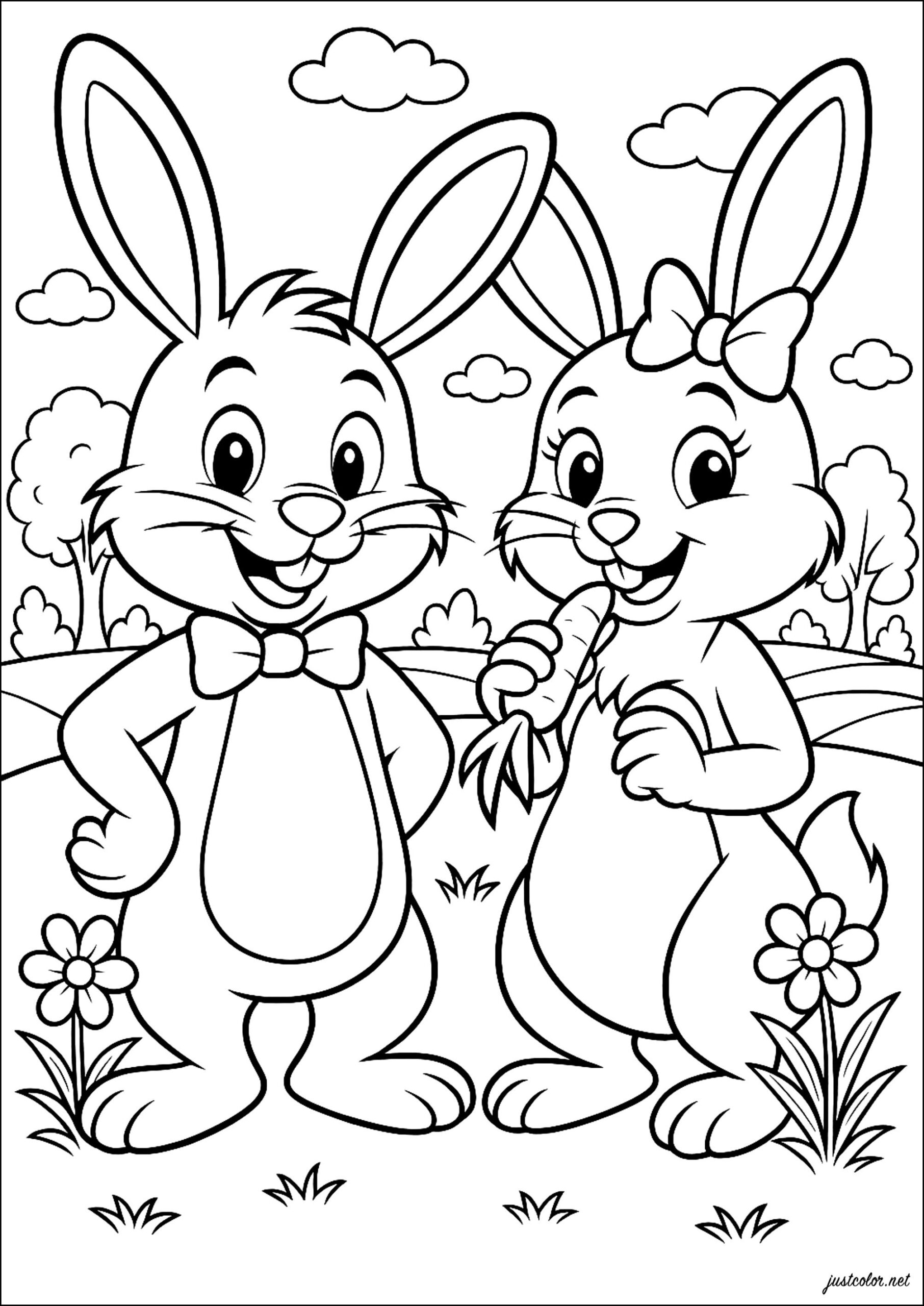 bunny coloring sheets free printable