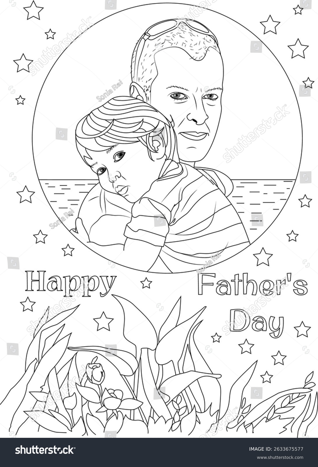 Happy Fathers Day Coloring Page Father Stock Vector Royalty Free 2633675577 Shutterstock