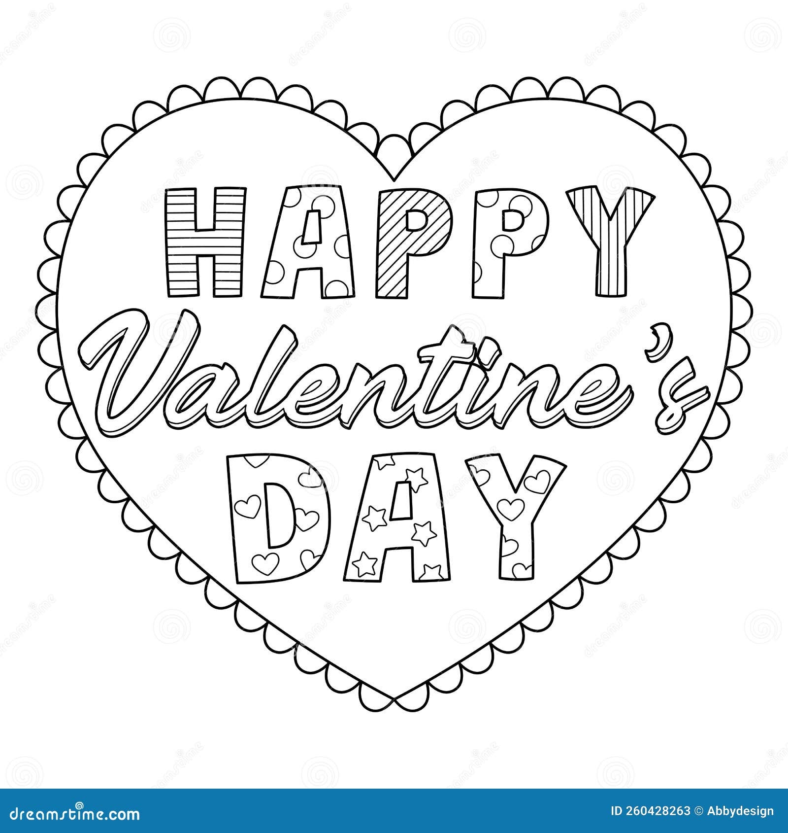 Happy Valentines Day Isolated Coloring Page Stock Vector Illustration Of Page Happy 260428263
