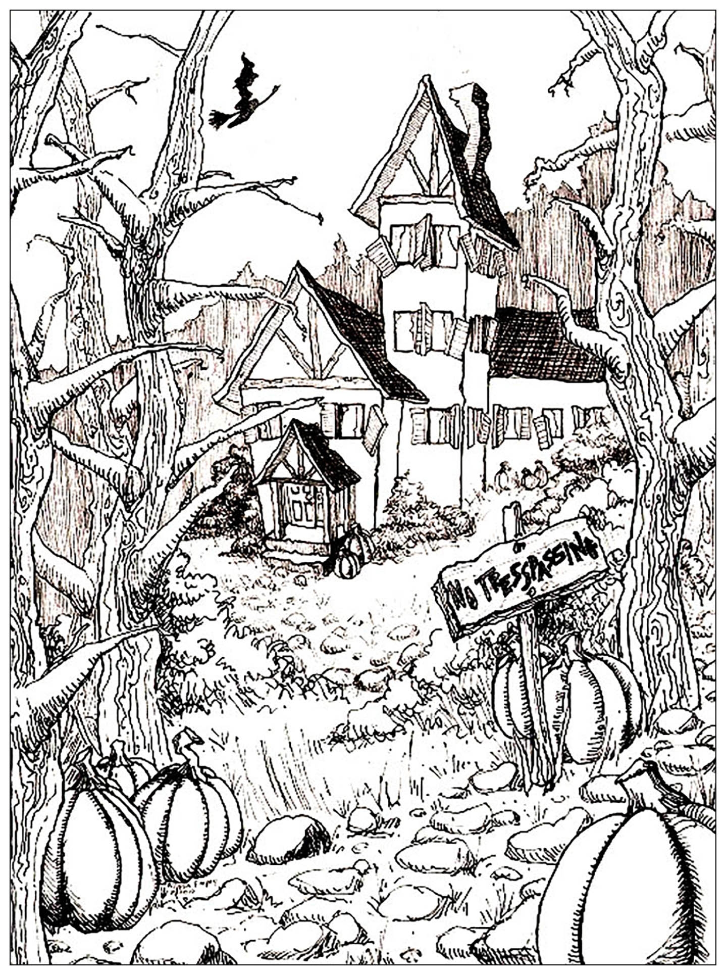 haunted house color sheet