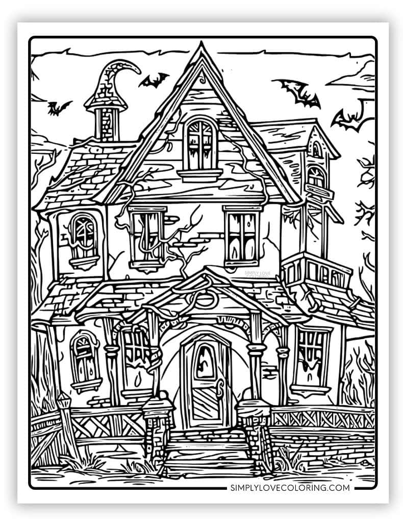 haunted house coloring sheet
