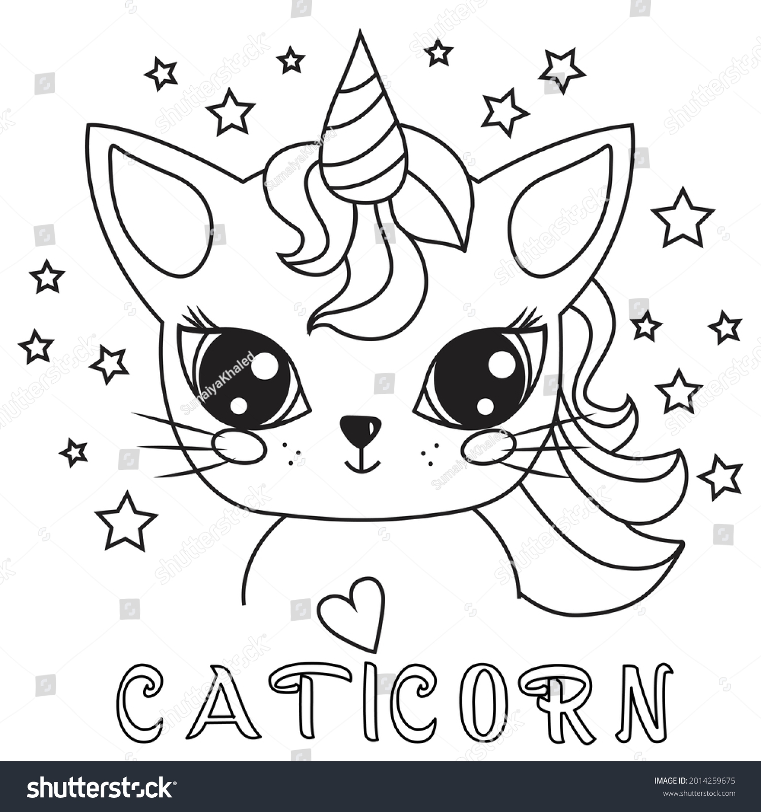 Hd Caticorn Cat Unicorn Coloring Pages Stock Vector Royalty Free 2014259675 Shutterstock