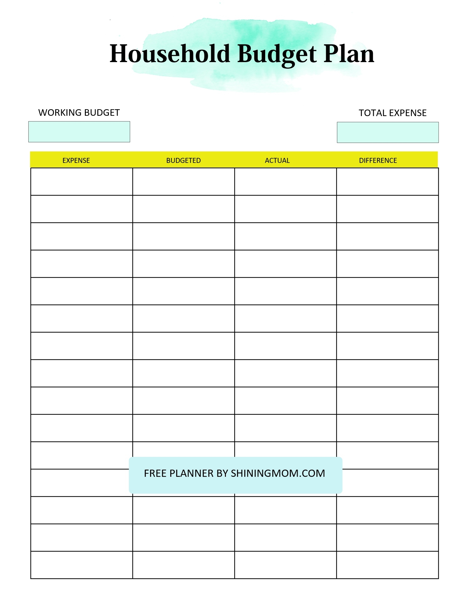 free budget worksheets printable