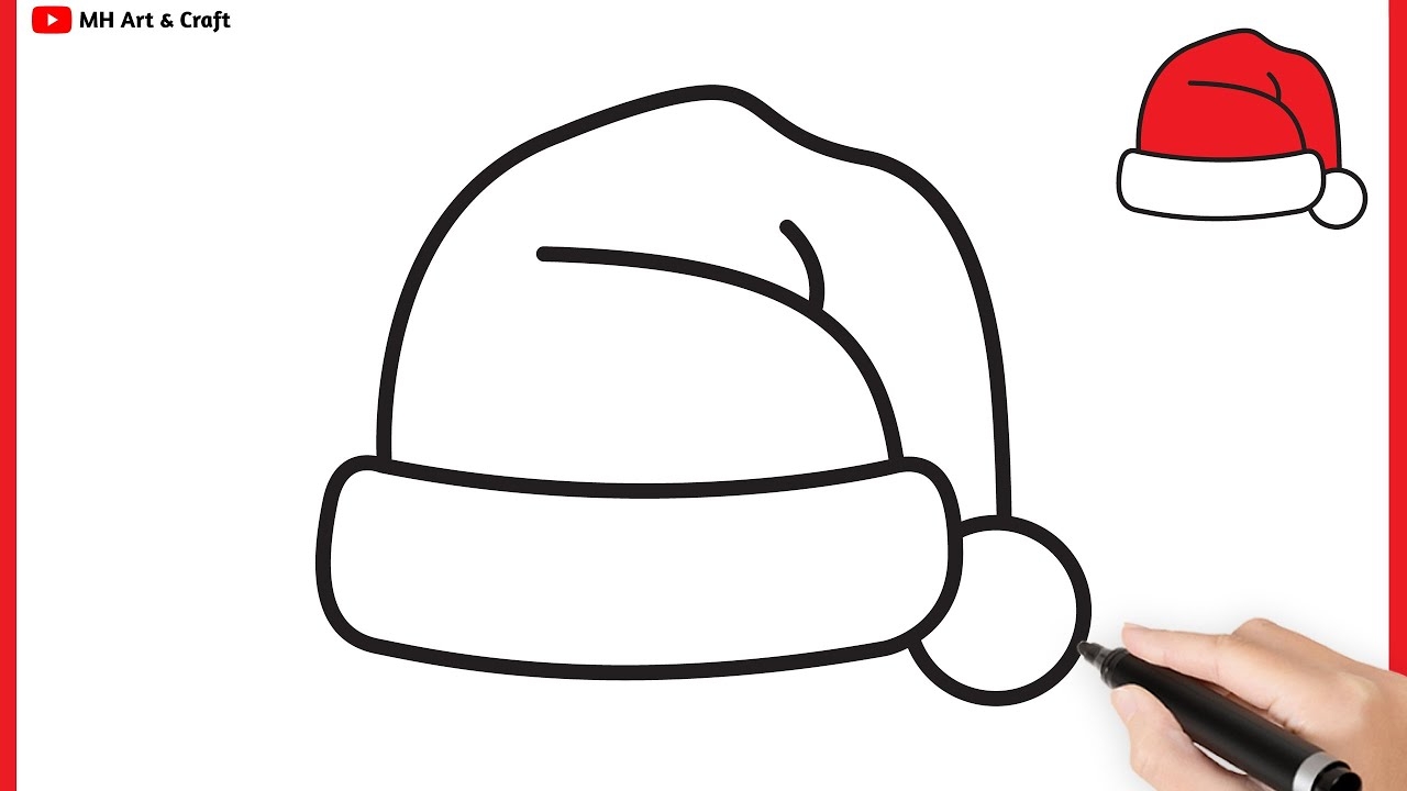 How To Draw A Santa Claus Hat Easy Christmas Hat Drawing Christmas Drawing 9 YouTube