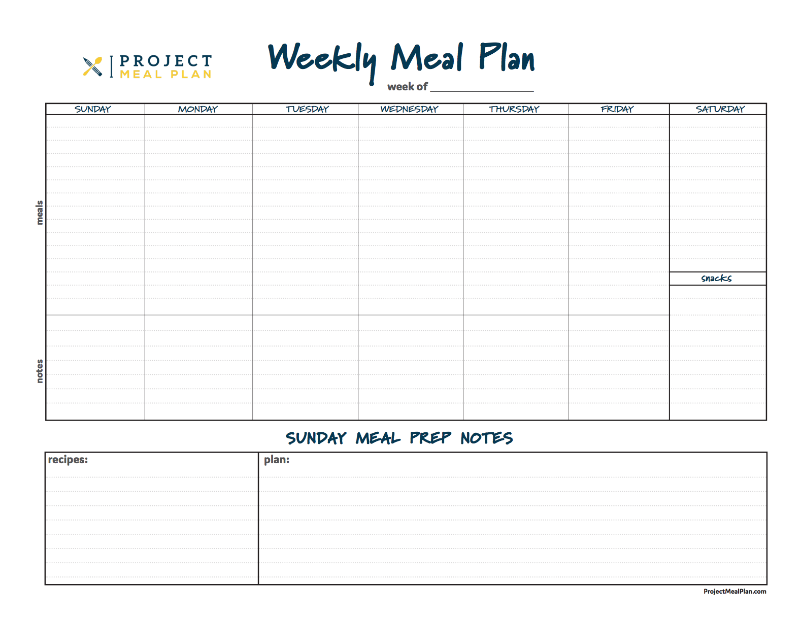 weekly meal plan sheet