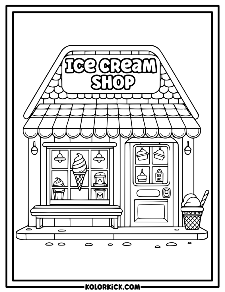 ice cream shop coloring sheet
