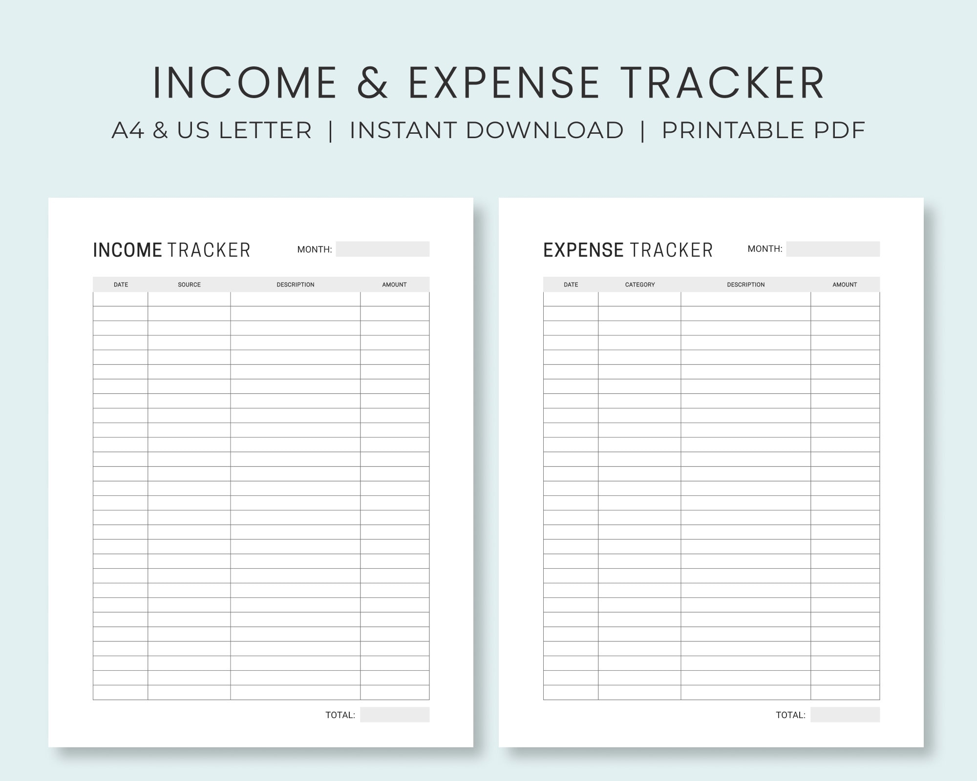 Income Expense Tracker Printable Geld Tracker Unternehmen Und Personal A4 US Letter Sofort Download Etsy de