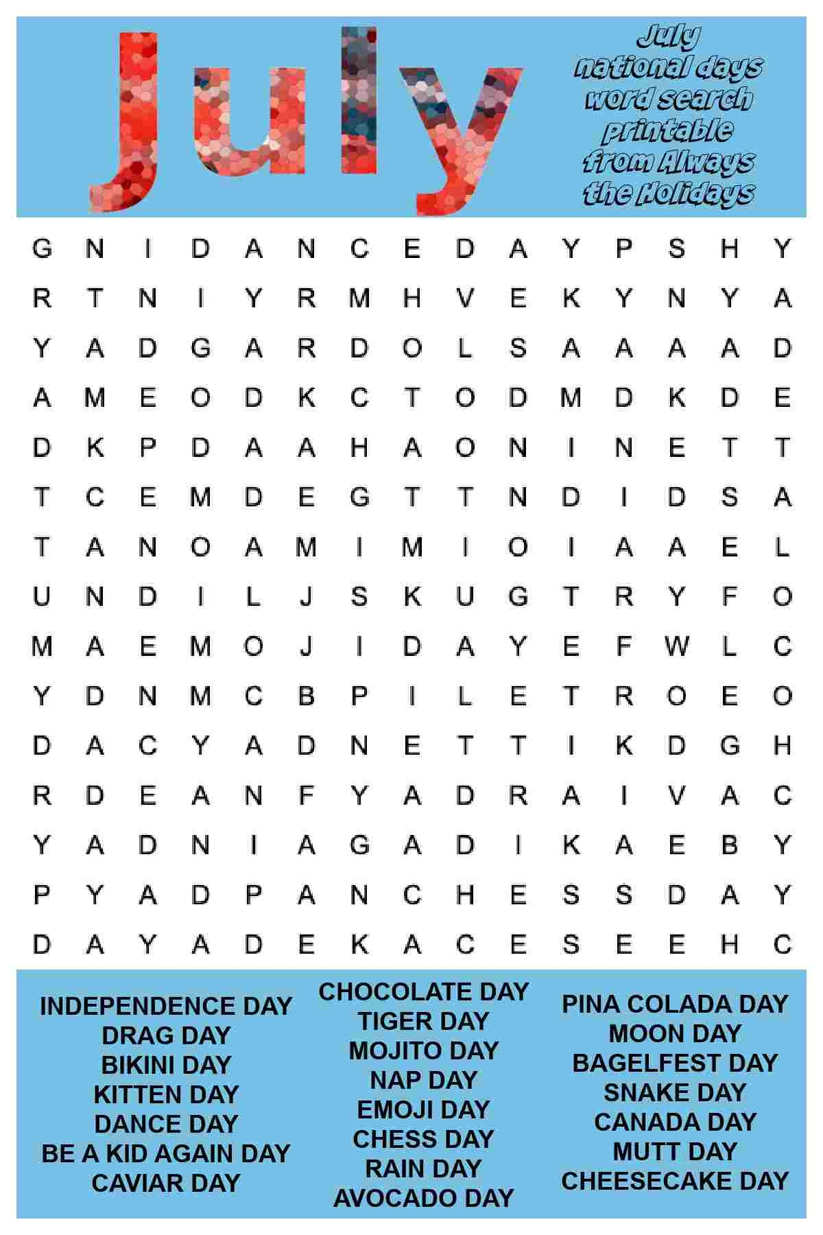 july 4 word search
