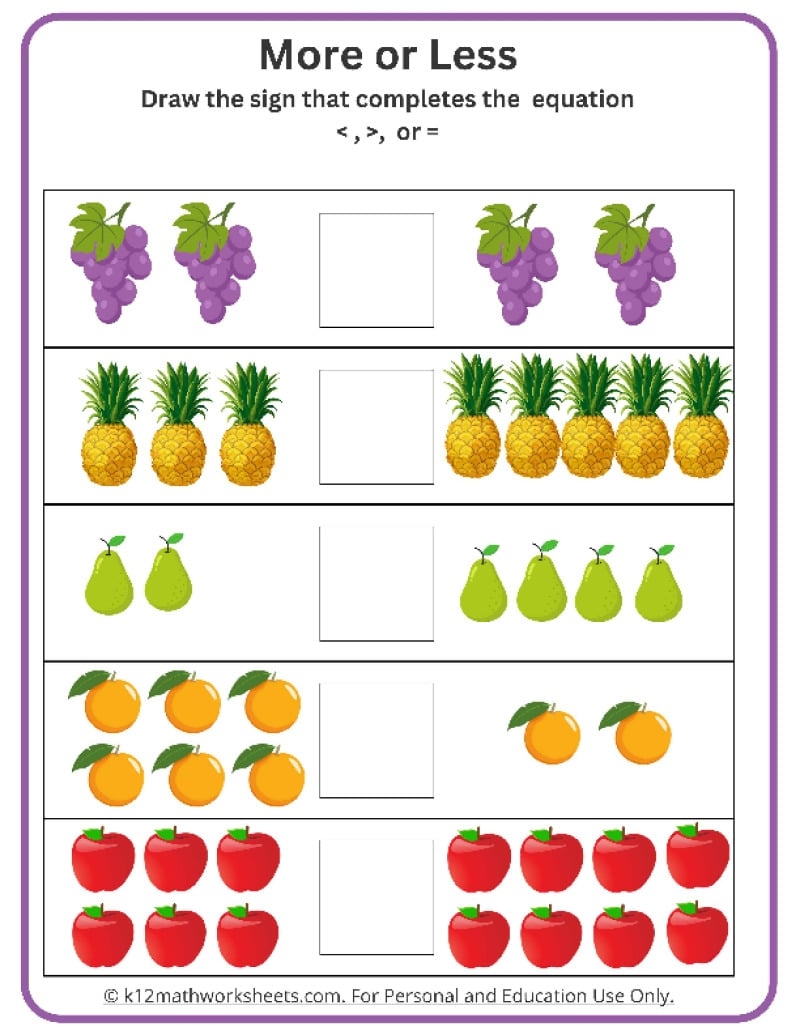 kindergarten printable worksheet