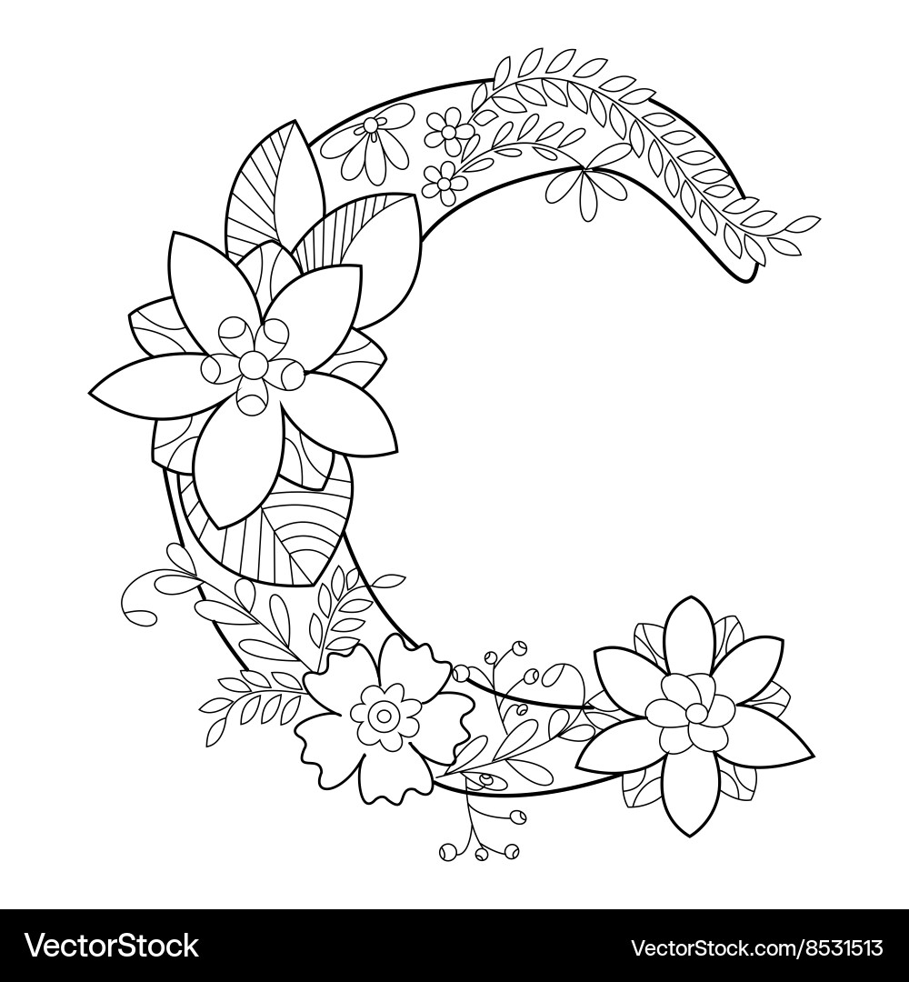 Letter C Coloring Book For Adults Royalty Free Vector Image