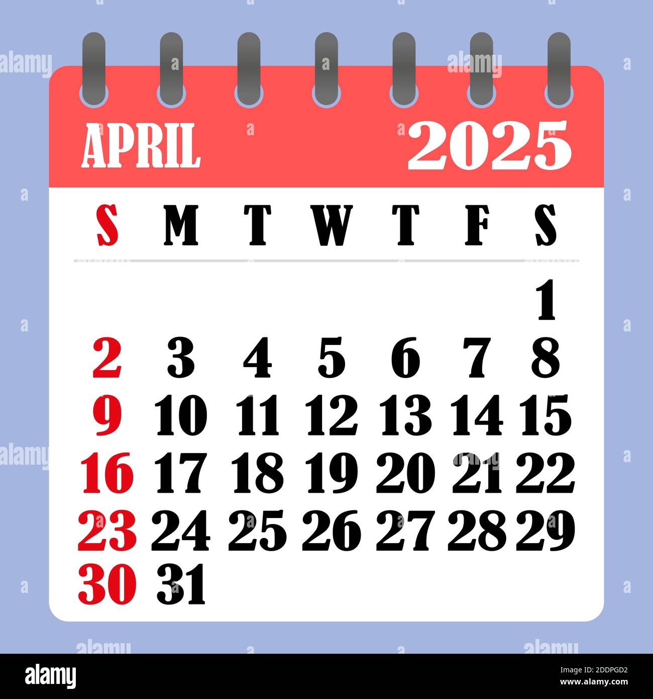 Letter Calendar For April 2025 The Week Begins On Sunday Time Planning And Schedule Concept Flat Design Removable Calendar For The Month Vector Stock Vector Image Art Alamy