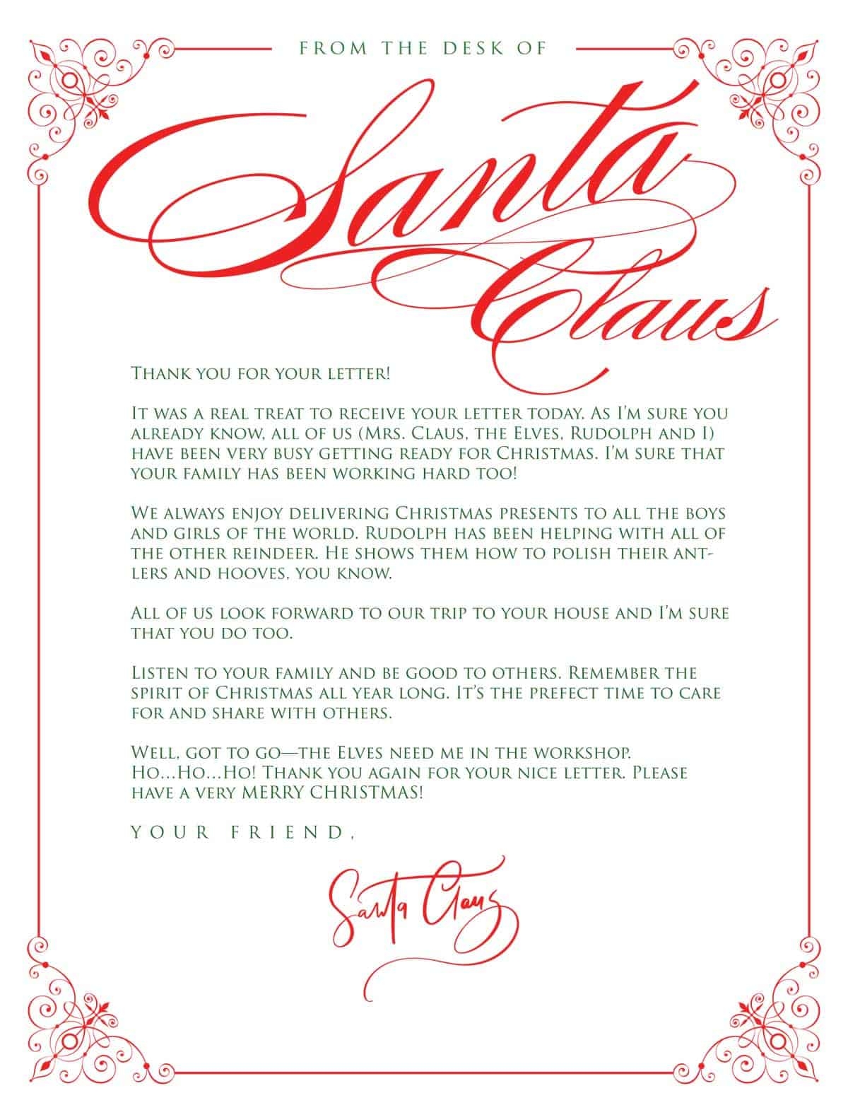 custom letter from santa